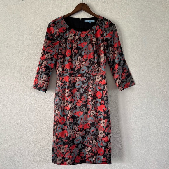 Antonio Melani Sheath Dress Sz 2 Abstract Floral Dopamine Maximalist Art Nouveau - Picture 14 of 14